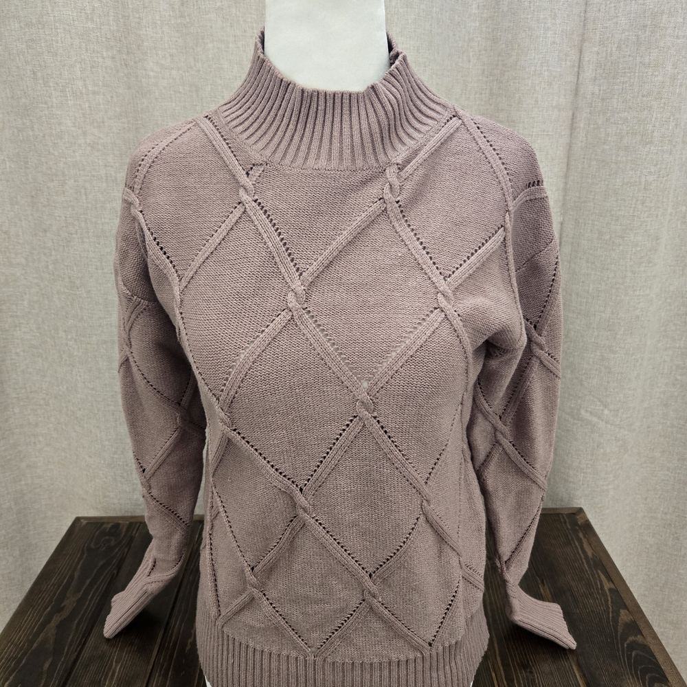 SHEIN Dusty Pink Diamond Knit Sweater